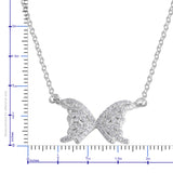 Sterling Silver 16"-17" Butterfly Shimmering Cubic Zirconia Necklace