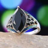 14K YG & Platinum over Sterling Silver Thai Black Spinel Enameled Ring (Only Size 6)