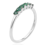 Sterling Silver 6 Stone African Zambian EMERALD Stackable Ring (Size 9 Only)