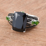 Sterling Silver Thai Black Spinel & Russian Chrome Diopside Ring (Size 8 Only)