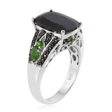 Sterling Silver Thai Black Spinel & Russian Chrome Diopside Ring (Size 8 Only)