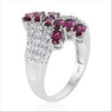 Sterling Silver MAHENGE UMBALITE Garnet & WHITE TOPAZ Bypass Ring