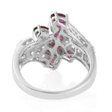 Sterling Silver MAHENGE UMBALITE Garnet & WHITE TOPAZ Bypass Ring