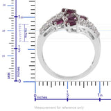 Sterling Silver MAHENGE UMBALITE Garnet & WHITE TOPAZ Bypass Ring