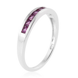 Platinum Sterling Silver MAHENGE UMBALITE Garnet Channel Set Ring