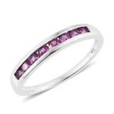 Platinum Sterling Silver MAHENGE UMBALITE Garnet Channel Set Ring