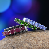 Plat. SS. RUBY, TANZANITE, EMERALD & Black SPINEL Interchangeable 5 Stone Ring Set