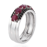 Plat. SS. RUBY, TANZANITE, EMERALD & Black SPINEL Interchangeable 5 Stone Ring Set