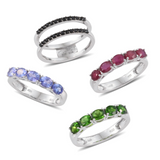 Plat. SS. RUBY, TANZANITE, EMERALD & Black SPINEL Interchangeable 5 Stone Ring Set