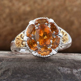 Sterling Silver MADEIRA CITRINE Ring with 14K Yellow Gold Accents (Size 7 Only)