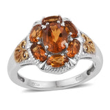 Sterling Silver MADEIRA CITRINE Ring with 14K Yellow Gold Accents (Size 7 Only)