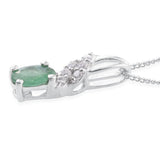 Platinum/Sterling Silver Zambian EMERALD & ZIRCON Pendant & 20" Chain