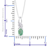 Platinum/Sterling Silver Zambian EMERALD & ZIRCON Pendant & 20" Chain