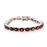 Platinum over Sterling Silver 20.90cts. Mozambique GARNET Line Bracelet (6.50 in)