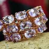 14K Rose Gold over Sterling Silver Rose De France Amethyst Line Bracelet (7.5 in)