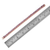 14K Rose Gold over Sterling Silver Rose De France Amethyst Line Bracelet (7.5 in)