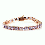 14K Rose Gold over Sterling Silver Rose De France Amethyst Line Bracelet (7.5 in)