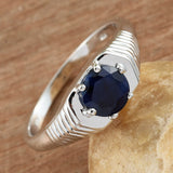 Men's Platinum over Sterling Silver Blue SAPPHIRE Ring