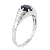 Men's Platinum over Sterling Silver Blue SAPPHIRE Ring