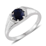 Men's Platinum over Sterling Silver Blue SAPPHIRE Ring