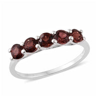 Sterling Silver Mozambique GARNET Round Gemstone 5 Stone Ring