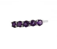 Sterling Silver Lusaka AMETHYST Round Gemstone 5 Stone Ring