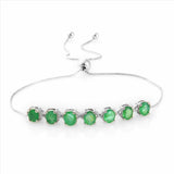 Platinum/Sterling Silver 2.1cts. Zambian EMERALD 7 Gemstone Adjustable Bracelet