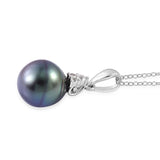 Sterling Silver 10mm Tahitian Pearl Lever Back Earrings & Pendant with 18" Chain Set