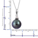 Sterling Silver 10mm Tahitian Pearl Lever Back Earrings & Pendant with 18" Chain Set