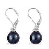 Sterling Silver 10mm Tahitian Pearl Lever Back Earrings & Pendant with 18" Chain Set