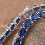 Platinum over Sterling Silver Brazilian Blue Quartz Line Bracelet