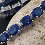 Platinum over Sterling Silver Brazilian Blue Quartz Line Bracelet