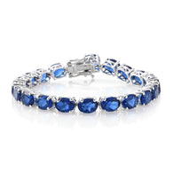 Platinum over Sterling Silver Brazilian Blue Quartz Line Bracelet