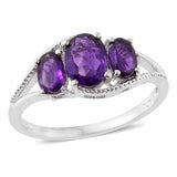 Platinum over Sterling Silver African Amethyst Set - Earrings, Pendant , Chain & Ring (size 9)