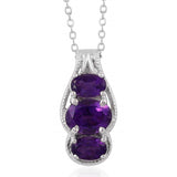 Platinum over Sterling Silver African Amethyst Set - Earrings, Pendant , Chain & Ring (size 9)