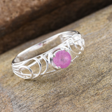 Sterling Silver Pink Sapphire Open Work Ring (Size 8 only)(0.75 cts.)