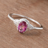 Sterling Silver Pink Mystic Topaz & White Topaz Halo Ring (Size 7 Only)