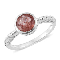 Sterling Silver Bezel Set 1.65 ct. Cherry Quartz Solitaire Ring (size 5)