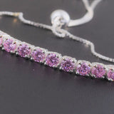 Sterling Silver Purple CZ Adjustable Sliding Bracelet