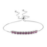 Sterling Silver Pink CZ Adjustable Sliding Bracelet