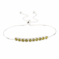 Sterling Silver Green CZ Adjustable Sliding Bracelet