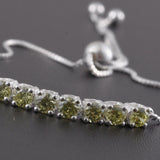 Sterling Silver Green CZ Adjustable Sliding Bracelet