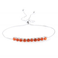 Sterling Silver Orange CZ Adjustable Sliding Bracelet