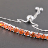 Sterling Silver Orange CZ Adjustable Sliding Bracelet