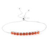 Sterling Silver Orange CZ Adjustable Sliding Bracelet