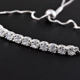 Sterling Silver White CZ Adjustable Sliding Bracelet