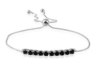 Sterling Silver Black CZ Adjustable Sliding Bracelet