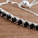 Sterling Silver Black CZ Adjustable Sliding Bracelet