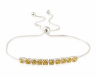 Sterling Silver Yellow CZ Adjustable Sliding Bracelet