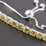 Sterling Silver Yellow CZ Adjustable Sliding Bracelet